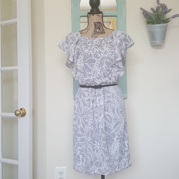 Danny & Nicole silver & white floral dress